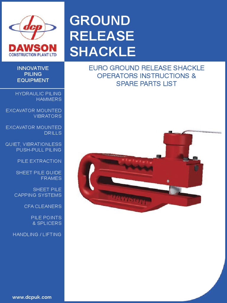 Euro Ground Release Shackle Operators Instructions & Spare Parts List