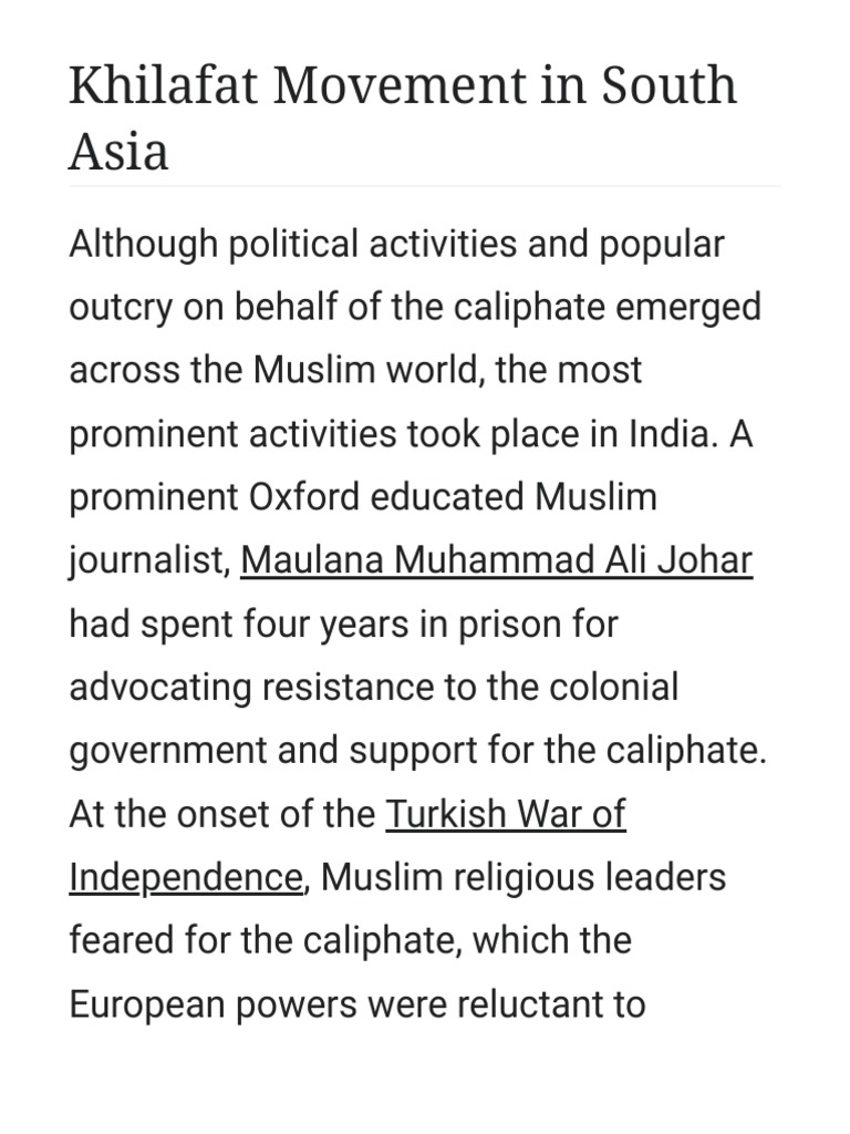 Khilafat Movement in India | PDF | Independence Movements | Asia