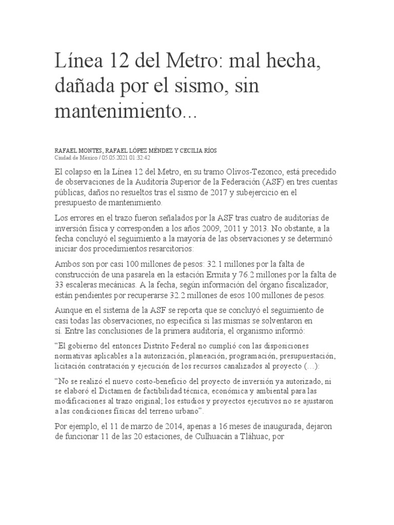 Línea 12 Del Metro | PDF | Derecho