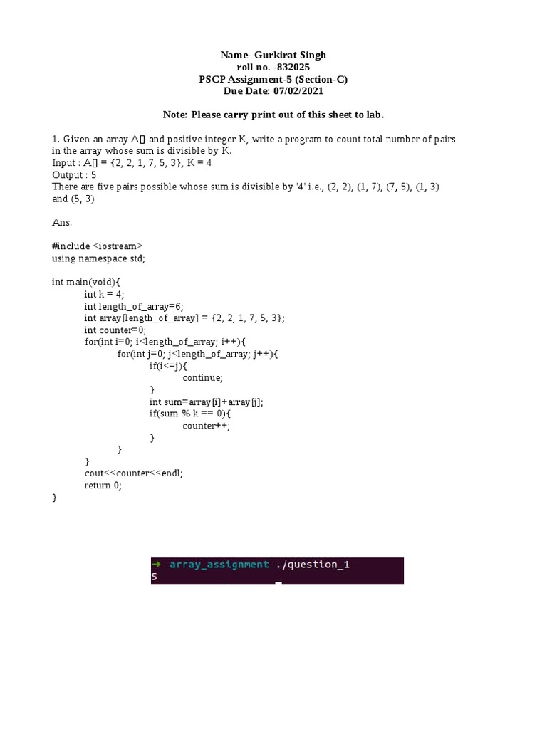 Array Programming Assignments Solutions | PDF | Bit | Computer Data
