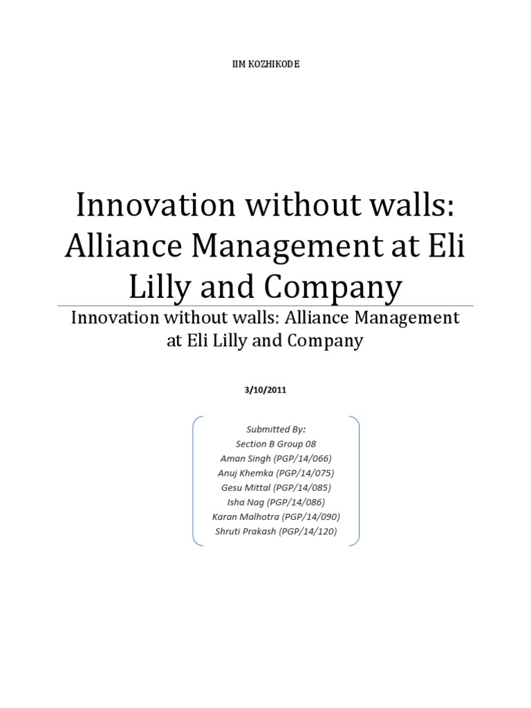 CAN - Eli Lilly - Group 8 | PDF | Innovation | Business