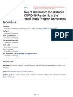Student Perspective of Classroom and Distance Learning During COVID-19 Pandemic in The Undergraduate Dental Study Program Universitas Indonesia