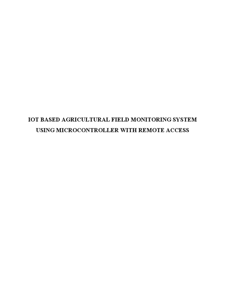 Iot Based Agricultural Field Monitoring System Using Microcontroller ...