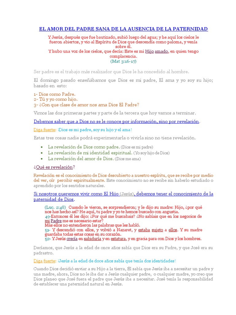 El Amor Del Padre Sana de La Ausencia de La Paternidad | PDF | Amor | Jesús
