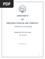 Assignment ON HRM Practices of Abc Company: Submitted To: Ms. Parveen Huda