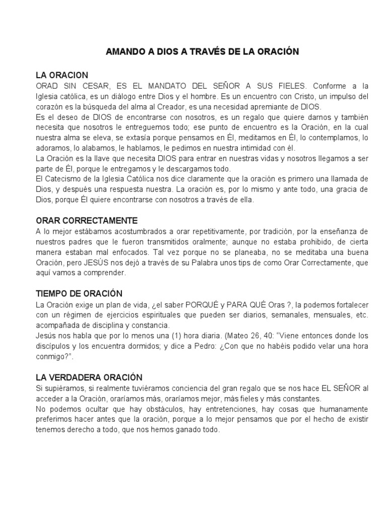 Amando a Dios a través de la oración | PDF | Oración | Comportamiento ...