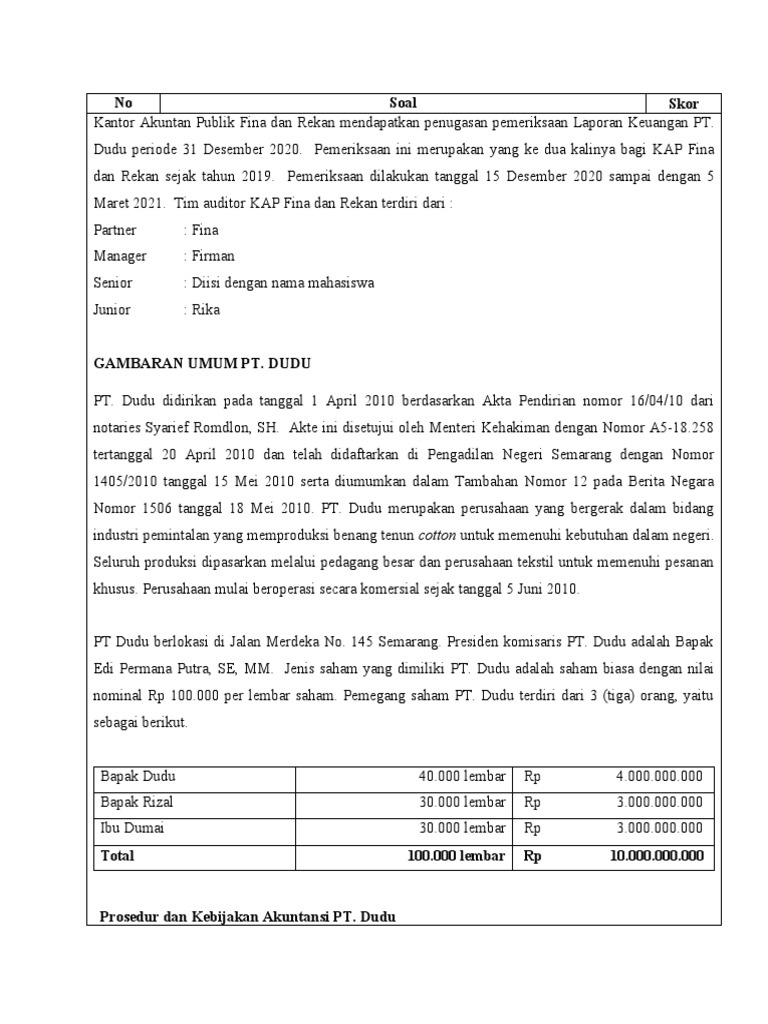 Contoh Berita Acara Pemeriksaan KAP | PDF