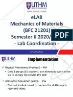Elab Mechanics of Materials (BFC 21201) Semester II 2020/2021 - Lab Coordination