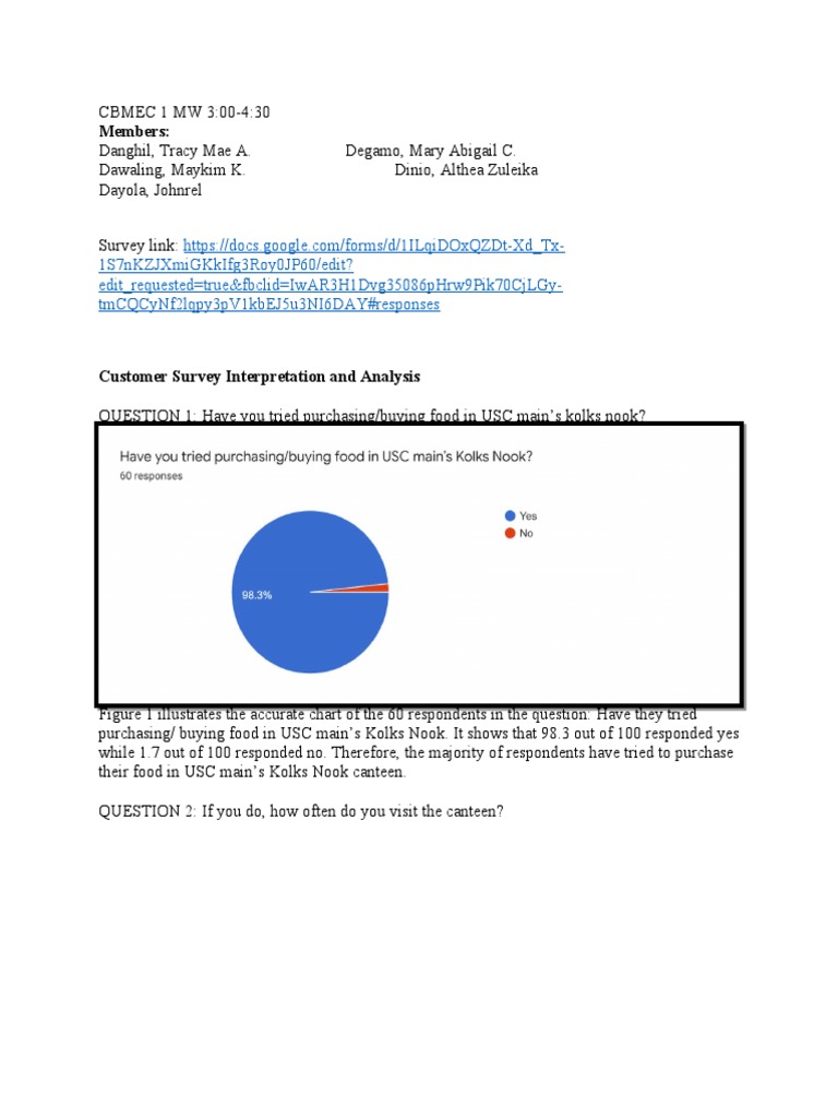 Grp2 SURVEY - ANALYSIS | PDF | Cafeteria | Foods
