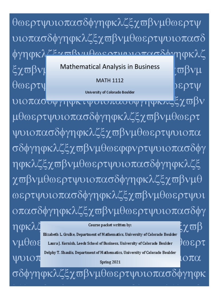 Applying Mathematical Analysis in Business: An Introduction to Using ...