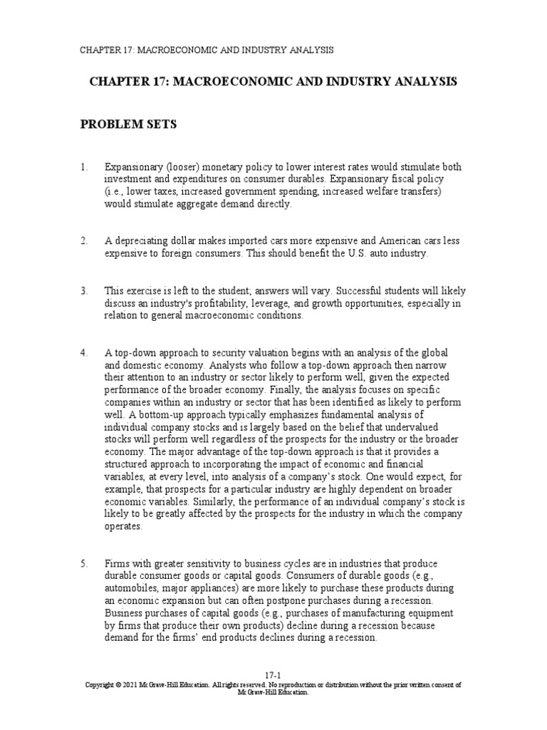 Chapter 17: Macroeconomic and Industry Analysis | PDF | Business Cycle ...