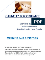 Capacity To Contract: Submitted by-KULDEEP Roll No-19mba009 Submitted To-Dr Preeti Chawla