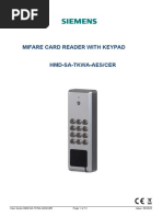 Mifare Card Reader With Keypad: User Guide HMD-SA-TKWA-AES/CER Page 1 of 12 Issue: 06/2020