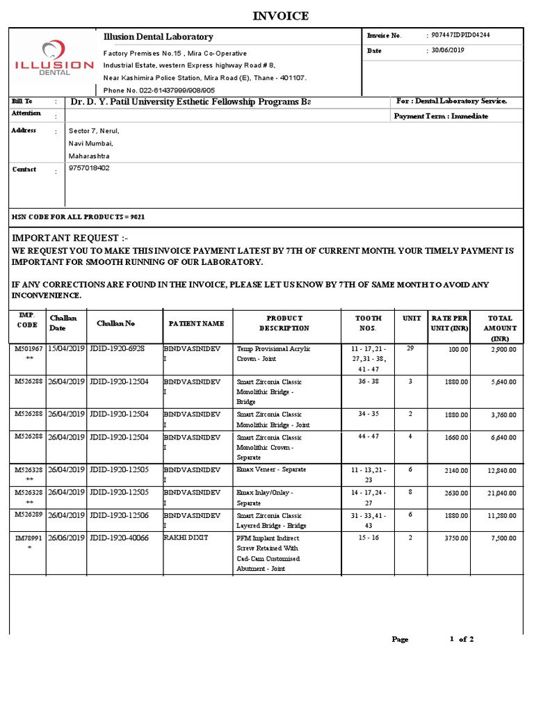Illusion Dental Laboratory JDID19206928 15/04/2019 PDF Mouth