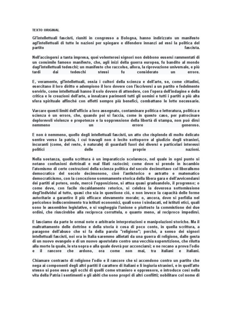 Manifesto Degli Intellettuali Antifascisti PDF
