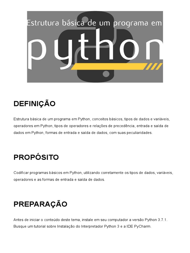 Tema3 - Estrutura Básica de Um Programa em Python | PDF | Python ...