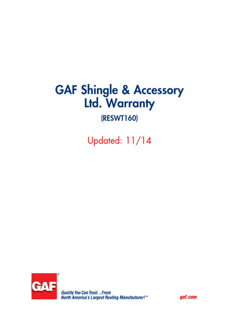 GAF Shingle Accessory Warranty PDF Legal Remedy Roof