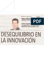 Desequilibrio en la innovación / LA VANGUARDIA 13.03.11