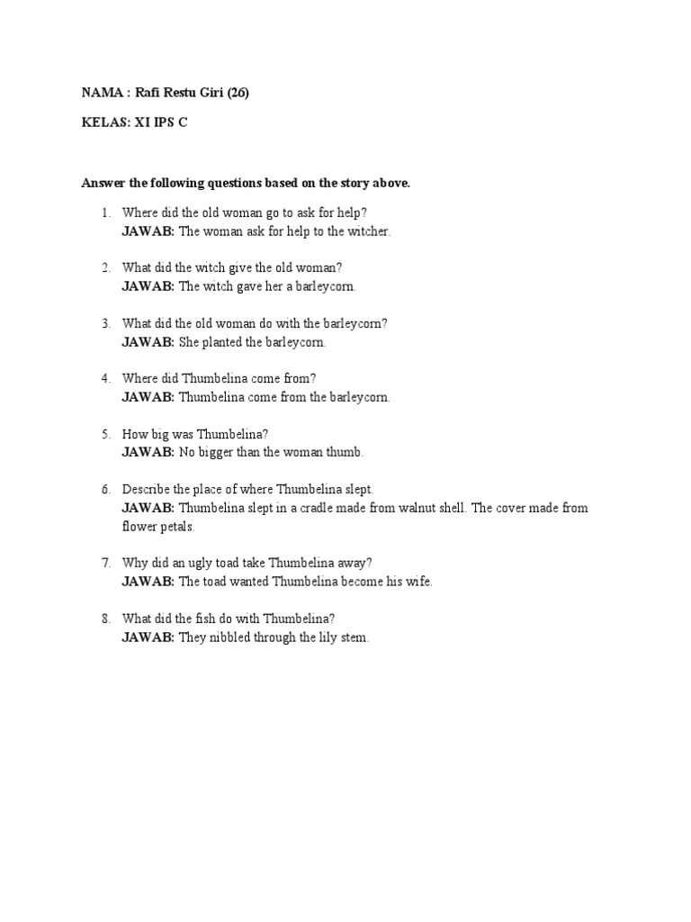 Narative RAFI RESTU XI IPS C | PDF | European Fairy Tales | Folklore