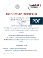 Licenciatura en Derecho: S4. Actividad 1. Diligencias de Jurisdicción Voluntaria