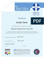 Jordyn Dean Certificate