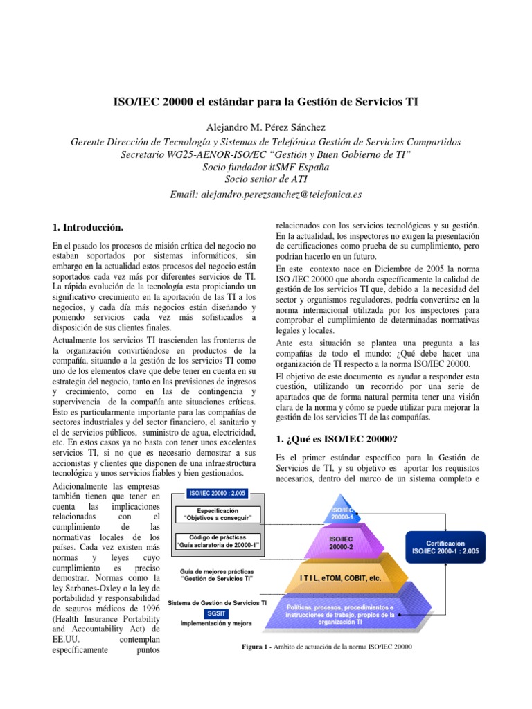 ISO 20000 - El Estandar para La Gestion de Servicios TI | PDF | Itil ...