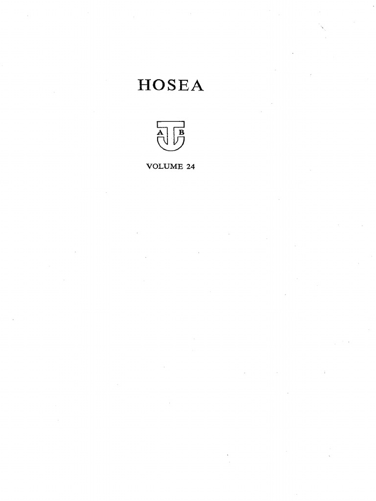 Hosea A New Translation With Introduction and Commentary (Anchor