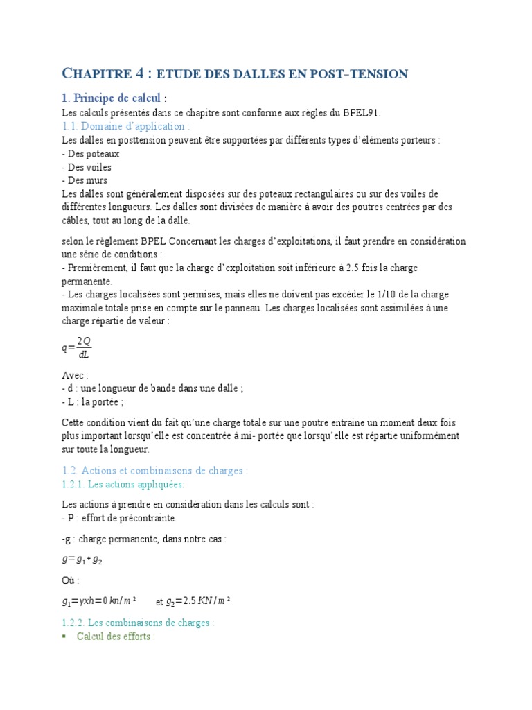 Dimensionnement des Dalles en Post-Tension | PDF | Béton armé ...