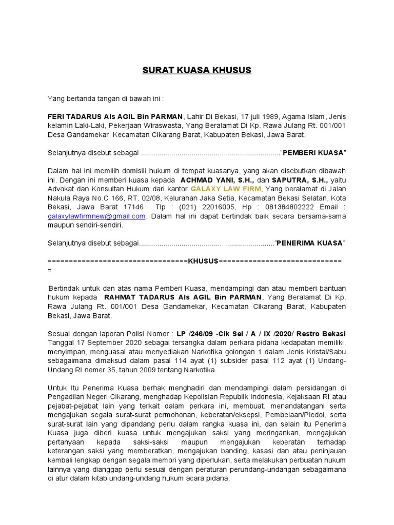 Surat Kuasa Feri TadarusNarkoba. PDF