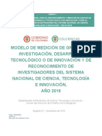 Anexo 1. Documento Conceptual Del Modelo de Reconocimiento y Medicion de Grupos de Investigacion 2018