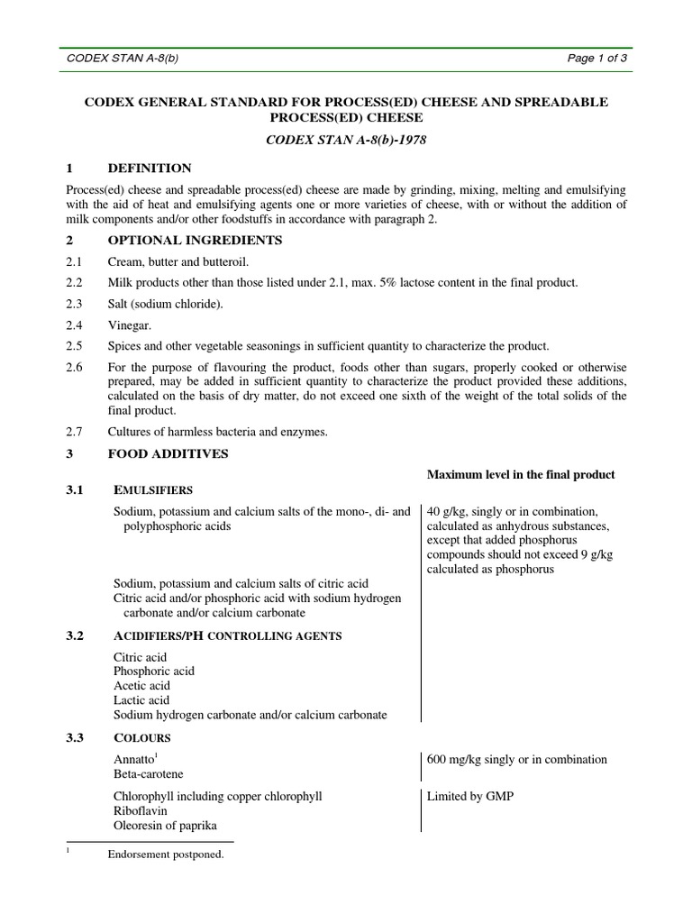 Codex Standard For Cheese _ Codex Stan 283 1978 – VYJSBI