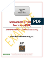 Example Cybersecurity Standardized Operating Procedures Sop Nist 800 53 Procedures
