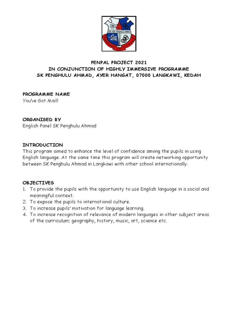 Penpal Project Skpa Pdf Postcard Teachers