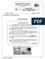 1º BIMESTRE - BLOCO 1 - 01-03-21 A 26-03-21 - 4º Ano B