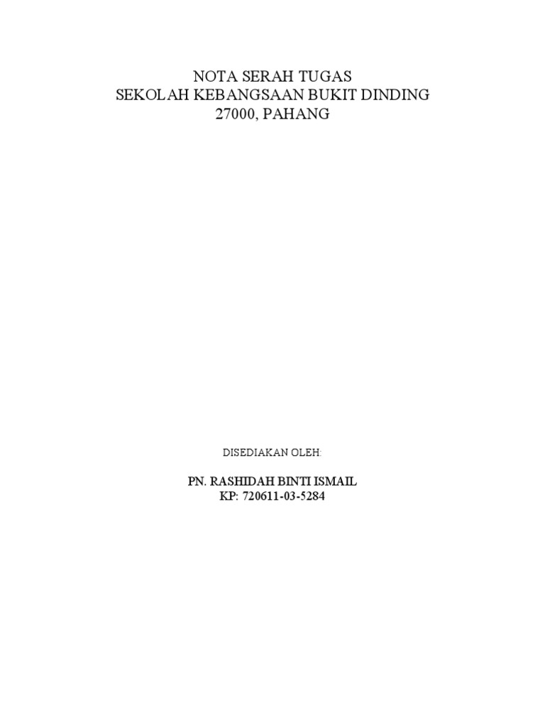 Nota Serah Tugas | PDF