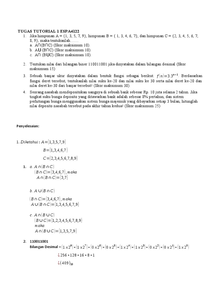 Tugas Tutorial 1 Espa4122 | PDF | Metode & Bahan Ajar | Sains & Matematika