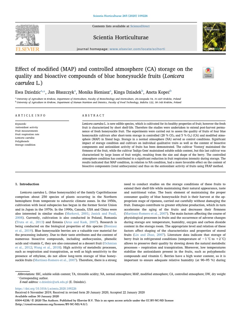 Effect of Modified (MAP) and Controlled Atmosphere Storage | PDF ...