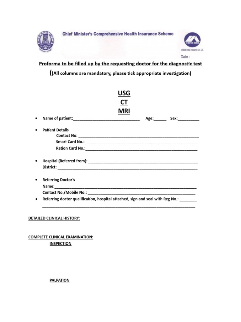 DC Proforma - Usg, CT, Mri | PDF | Law | Science & Mathematics