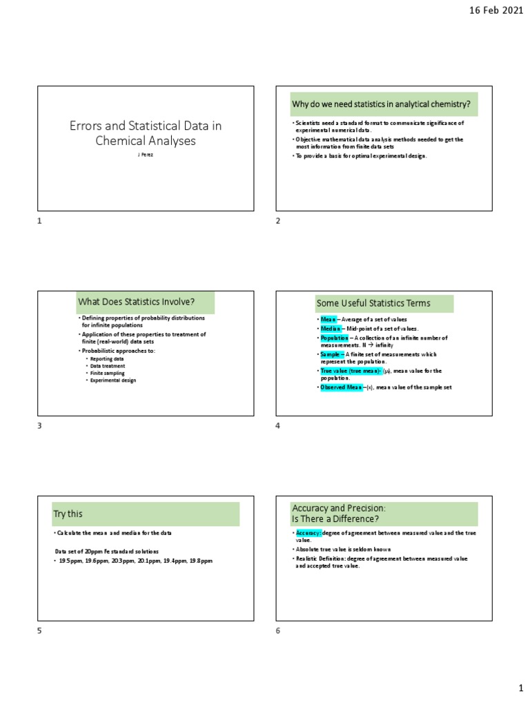 Statistical Methods in Analytical Chemistry | PDF | Observational Error ...