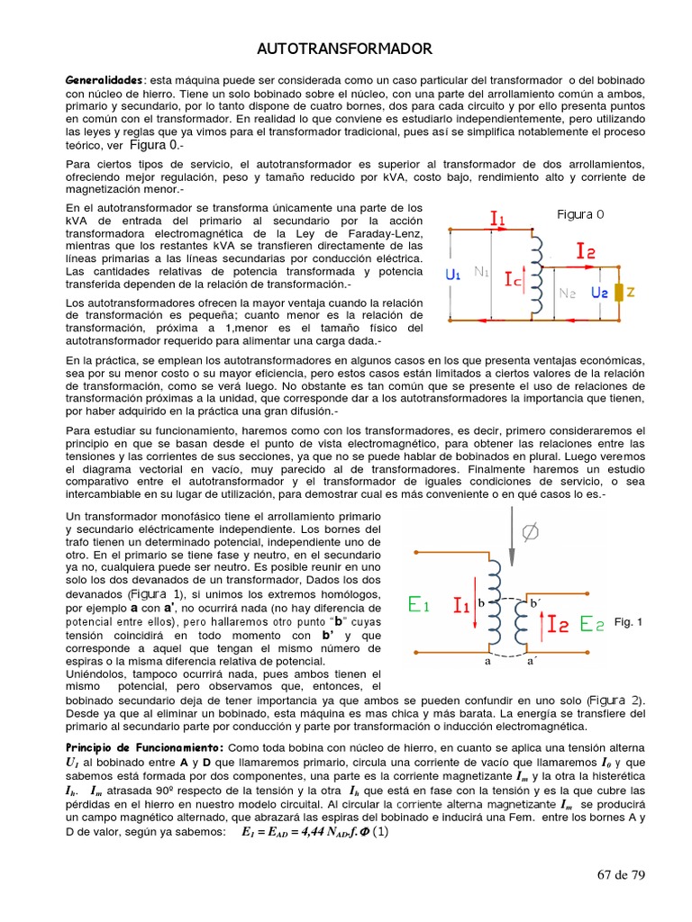 Partes y funcionamiento del autotransformador | PDF | Poder (Física ...