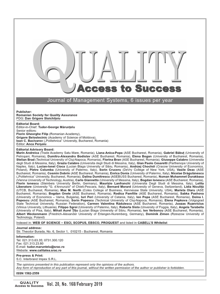 QAS Vol.20 No.168 Feb.2019, PDF, Customer Satisfaction