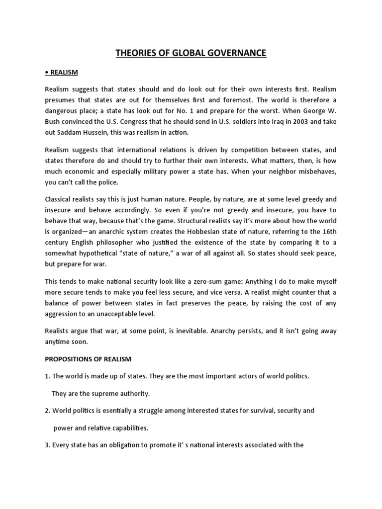 Theories of Global Governance Explained | PDF | Social Constructionism ...