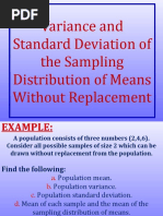 Variance and Standard Deviation of The Sampling Distribution of Means Without Replacement