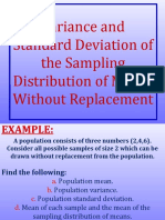 Variance and Standard Deviation of The Sampling Distribution of Means Without Replacement