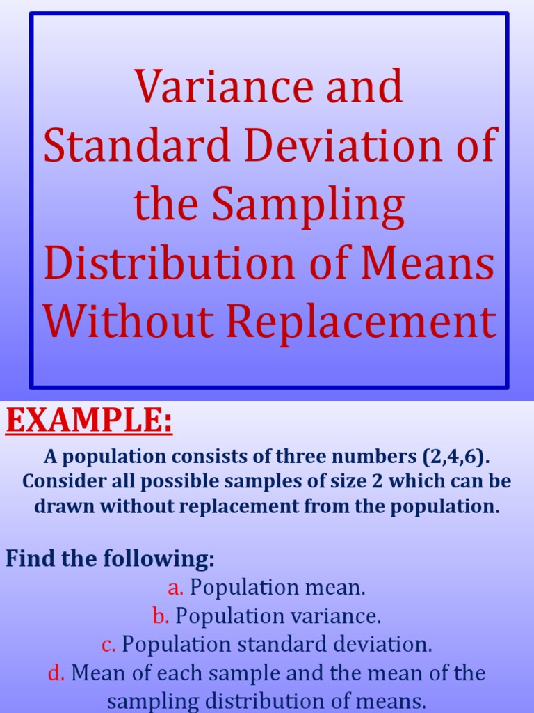 Variance and Standard Deviation of The Sampling Distribution of Means