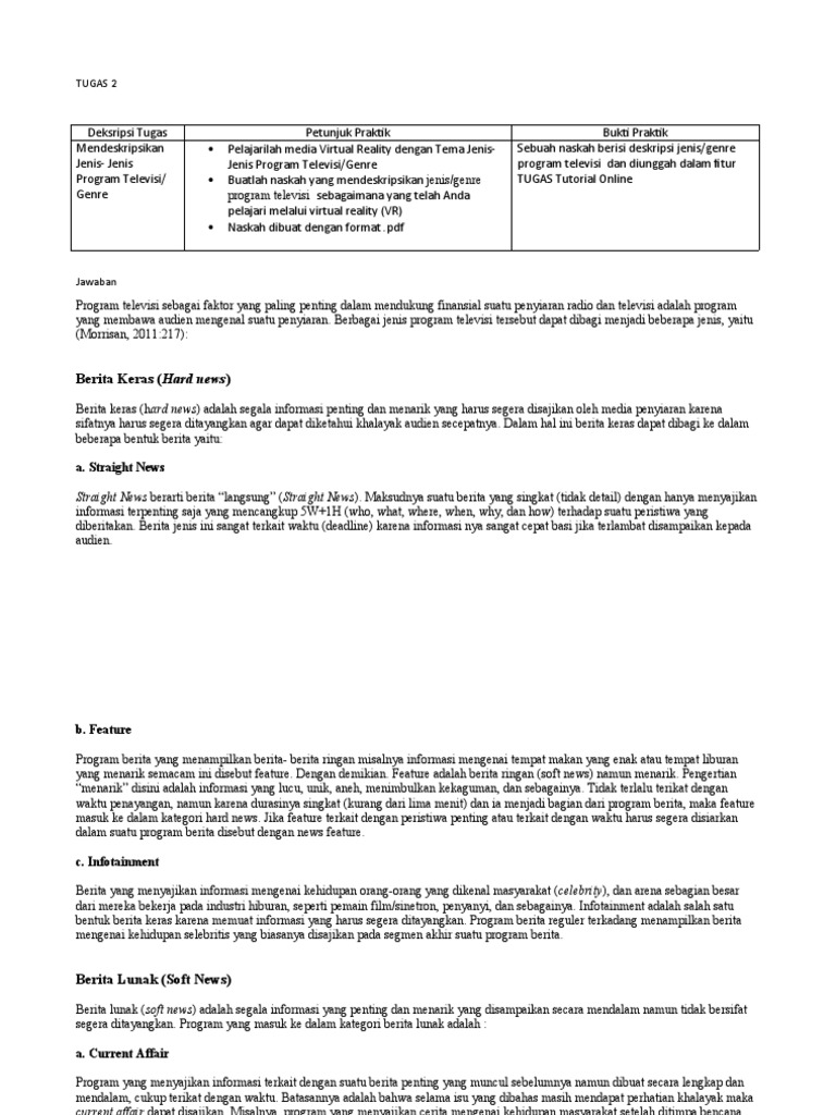 Deskripsi Jenis Program Televisi | PDF | Ilmu Sosial | Kajian Bahasa Asing