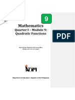 Mathematics: Quarter I - Module 9: Quadratic Functions