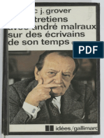 Six Entretiens Avec André Malraux Sur Des Écrivains de Son Temps (1959-1975) by André Malraux, Frédéric J. Grover Frédéric J. Grover (Malraux, André Grover, Frédéric J.)