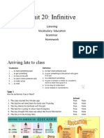 Unit 20: Infinitive: Listening Vocabulary-Education Grammar Homework