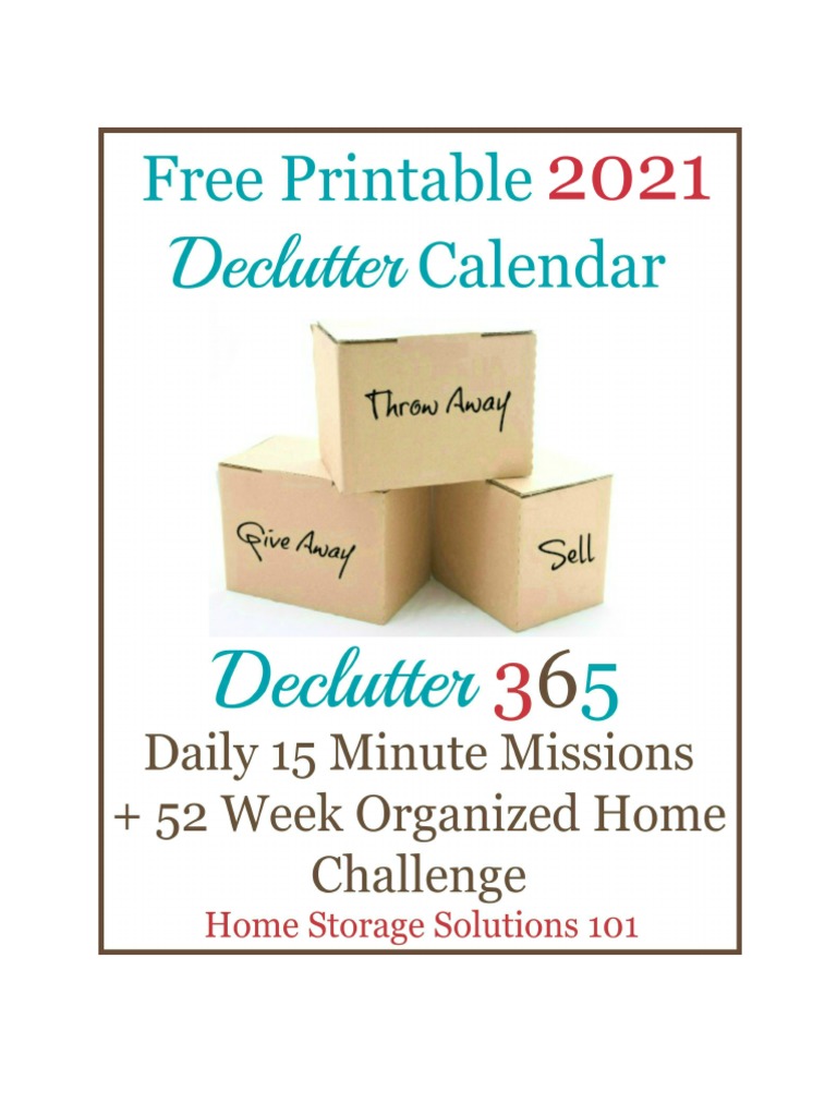 2021 Declutter 365 Calendar Final | PDF | Pantry | Kitchen